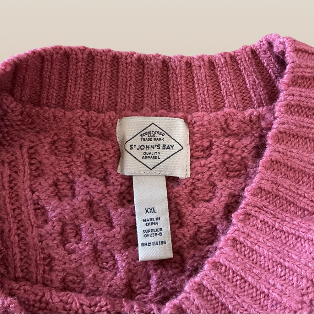 St. John’s Bay Heirloom Rose Cable Knit Sweater | Size XXL | Cozy Winter New - Picture 7 of 10